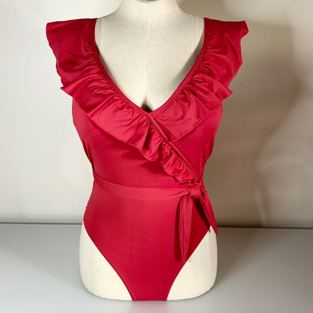 Toluca Isabella S Red Maxi Valentina Collection Ruffle Wrap Swim One Pie…